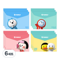 B Family 3D 橫式信封文件夾 4種套組 24-1172, 藍色, 薄荷綠, 粉紅色, 黃色, 6套