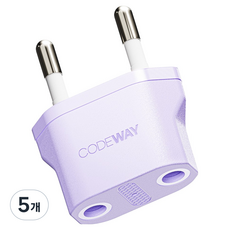 코드웨이 돼지코 220V 변환 유럽형 플러그, 43mm, 퍼플, 5개