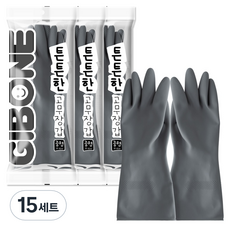 기본에 튼튼한 고무장갑, 에시 그레이, 중(M), 15세트