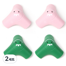 Elloshio恐龍護角器 黑色 2入+粉色 2入, 2組, 綠色+粉色