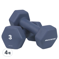 스케쳐스 와이드핏 육각 아령 덤벨, 3kg, 4개