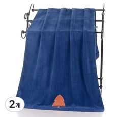 Woni家 自然之友 絲絨浴巾 300g, 藍色, 2個