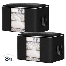 마메 대용량 패브릭 다용도 이불정리 리빙박스, 블랙, 8개