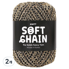 Knitt 柔軟鏈條編織線 50g, 2個, 08 黑金色