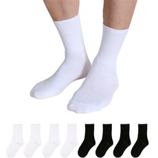 男款高級運動30支高密度基本款中筒襪 2款 各4雙組, 白色 黑色