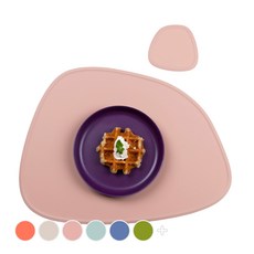 incoc 矽膠餐墊 + 杯墊 組, 灰粉色, 餐墊(42.5 x 32 cm), 杯墊(10.5 x 10.3 cm)