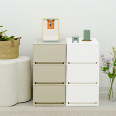 엠비코 국내 제조 모던 슬림 서랍장, 베이지, 3단