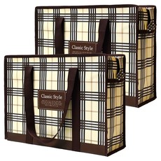 포포팬시 클래식 스타일 체크 타포린백, 브라운, 2개