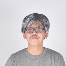 Partyshow 爺爺假髮 + 傻瓜眼鏡組, 1套, 灰色