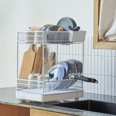 msliving 韓國製 Bene 碗盤瀝水架, 2層, 白色