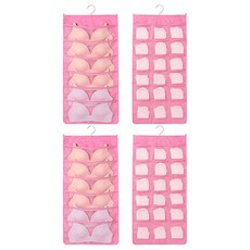 씨로이 옷걸이형 양면수납함 24칸 1세트, 핑크, 2개