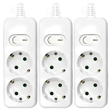 DaJOa 安全開關2孔延長線, 3個, 單一顏色, 1.5m