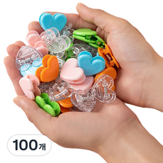 마켓감성 러브 팬시 하트집게 혼합, 3.1 x 2.6 x 1.2 cm, 100개