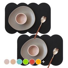 ade.l 矽膠超薄造型餐墊, 黑色, 388*267*1.8mm, 2個