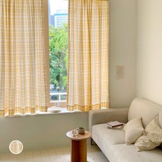 PRIELLE Yellow Mining 純棉窗簾, 黃色