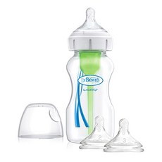 닥터브라운 와이드넥 옵션스 PP 젖병 1P + 젖꼭지 3종 세트, 화이트, 270ml, 1개