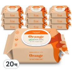 탐사 비비드 아기물티슈 오렌지 엠보싱 캡형 55평량, 20개, 100매