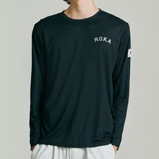 TERAWOOD 男女通用防皺快乾ROKA圓領長袖T恤, 黑色