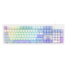 MAXTILL 薄膜3色鍵帽RGB USB有線標準型鍵盤, BLUE + White, GM-KM1U, 製造商軸