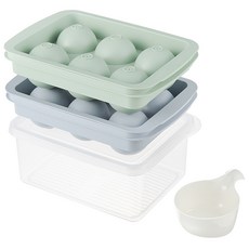 comet 廚房6格大冰球製冰盒 2入 + 儲冰桶 + 冰勺組合, 混合顏色