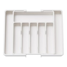 MAK LIFE 廚房抽屜可擴展餐具分隔收納托盤, 1個, 白色