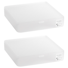 暖和家居 透明收納盒2入組 磨砂盒 可疊加 帶蓋磨砂盒 W0057, 矮寬款 透明色, 1組