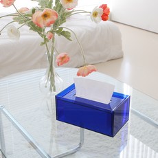 Ju and Ji 全息壓克力彈出式面紙盒, 藍色, 1個