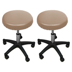 HANEE PU圓形皮革椅套, 2個, 米色