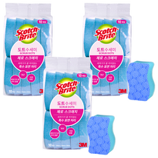 3M Scotch-Brite 百利 防刮痕小圓點海綿菜瓜布 藍色 10條入, 10入, 3個