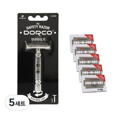 Dorco 安全剃須刀 + 雙刃剃須刀片 50p, 5套
