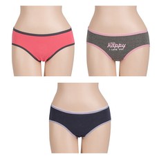 PALAN 女性用防漏防水棉質彈性生理褲3件組 301, 粉紅色, 海軍藍, 灰色, 1套