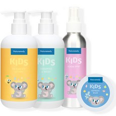Naturemedy 孩童洗潤組 洗髮沐浴乳 + 臉部身體乳液 + 鼻腔清新軟膏 + 室內噴霧, 1組