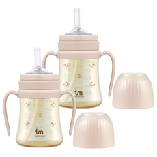 토비앤몰리 돗람이 PPSU 빨대컵, 180ml, 2개, 돗람이 핑크