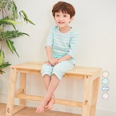 LollyTree 童款棉質7分袖條紋家居服套裝