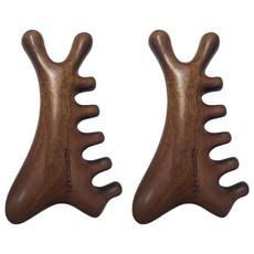 木質刮痧頭皮按摩器, 2個, 金絲檀木