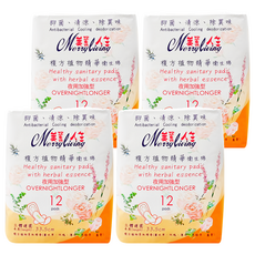 Merryliving 美麗人生 複方植物精華衛生棉 抗菌 清涼 除臭, 33.5cm, 12片, 4包