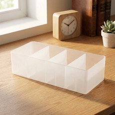 MAME 隔板多功能收納盒 大型, 白色半透明, 2個