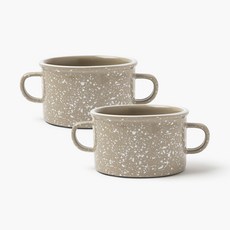 ssueim 雙耳潑墨優格馬克杯, 沙米色, 2入