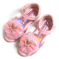 FROM'BEBE 女童貝西亮片愛心LED涼鞋