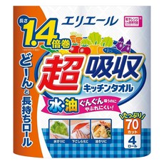 elleair 艾黎艾爾 超吸收強韌捲筒廚房紙巾 70抽, 4捲, 1包