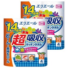 elleair 艾黎艾爾 超吸收強韌捲筒廚房紙巾 70抽, 4捲, 2組