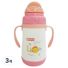 fisher-price 費雪 不鏽鋼真空保溫保冷吸管水瓶, 粉紅色, 3個