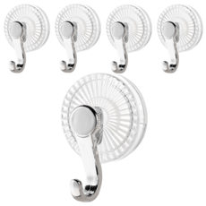 咪咪購物 吸盤掛勾 浴室掛鉤 免釘免打孔掛鉤 大掛鉤 牆壁掛鉤 吸盤置物架, 冰川紋透白, 5個