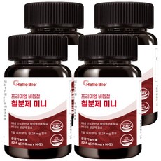 헬로바이오 프리미엄 비헴철 철분제 미니 22.5g, 4개, 90정