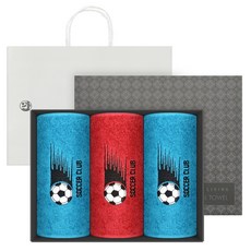 송월타월 축구클럽 스포츠 수건 3종 20 x 110 cm + 쇼핑백 세트, 랜덤발송(수건), 블랙(쇼핑백), 1세트