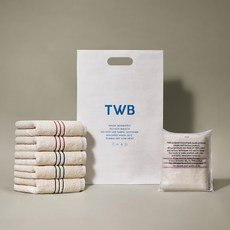 TWB 40支條紋面巾5件組 + L號禮物袋, N 紅色 + N 海軍藍 + N 卡其色 + N 棕色, 1套