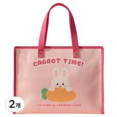 에브리굿 귀여운 캐릭터 타포린 지퍼 가방, 핑크, 2개