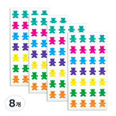 lucalab 愛心熊可撕除貼紙, 8個, 霓虹熊