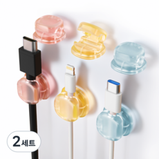 Jyulhome USB充電線電線整理夾 3款 x 2入組, 混合色(粉紅色, 藍色, 黃色), 2套
