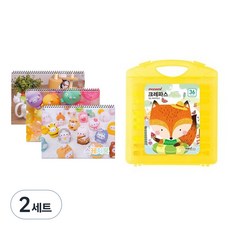 몰랑이 두툼 미술용 스케치북 170g x 3p + 모나미 모니주 가방파스 36색 문구세트, 랜덤발송(스케치북), 중성(크레파스), 2세트